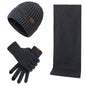 Thermal Knitting Hat Scarf And Gloves Three-piece Set