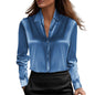 Autumn Fashion Temperament Solid Color Lapel Long Sleeve Shirt Women's Clothing