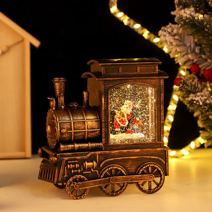 Small Train Christmas Interior Luminous Water Injection Desktop Decoration