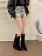 Retro Western Slimming Belt Buckle Middle Boots