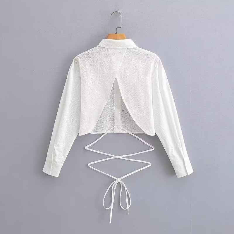 Women's Fashion Cotton Tie-dye Embroidered Short-sleeved Shirt