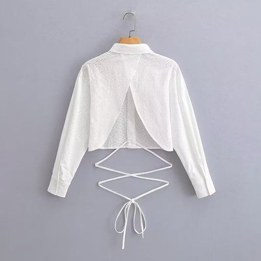 Women's Fashion Cotton Tie-dye Embroidered Short-sleeved Shirt