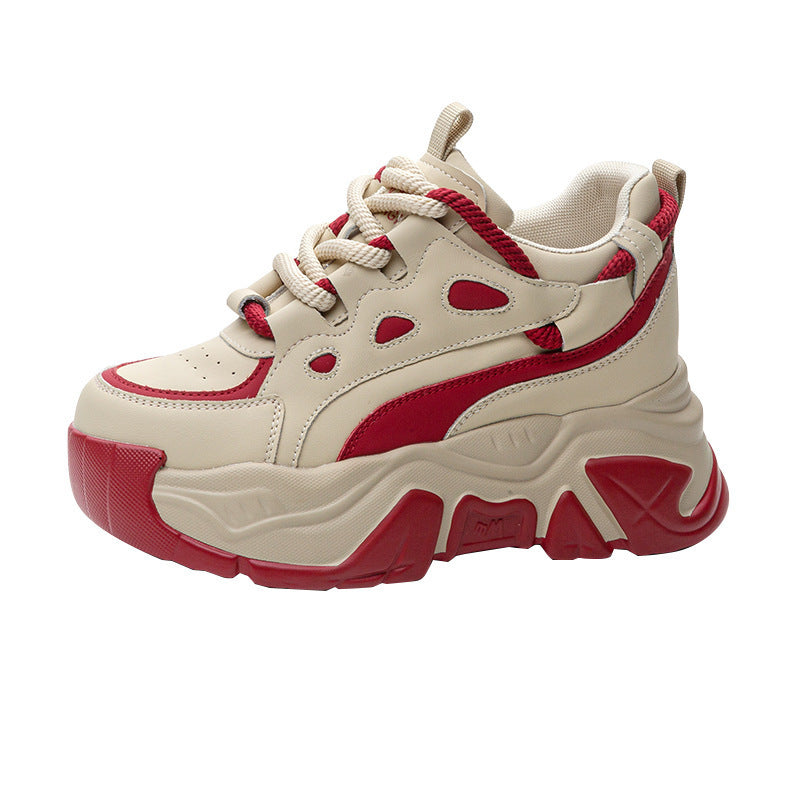 Thick Bottom Heightened Daddy Shoes Women Autumn And Winter New Color Matching Casual Sports