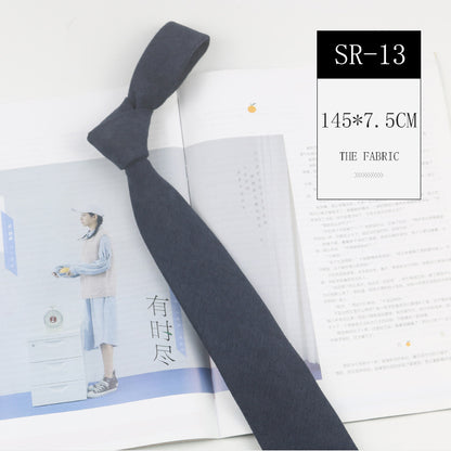 Korean Style Casual Suede Pure Color Artistic Shirt Macaron Color 7cm Hand Tie