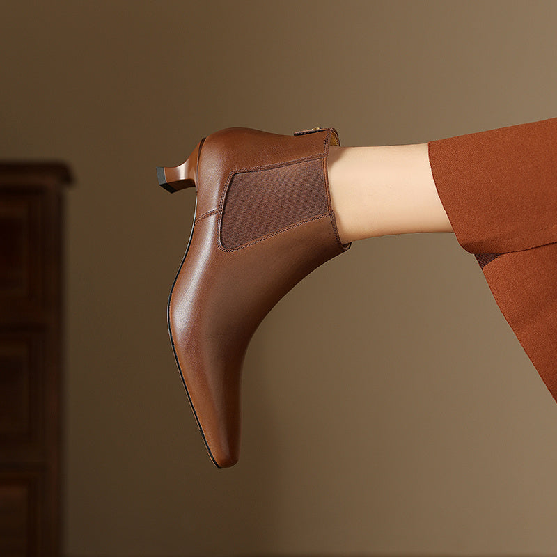 Pointed Toe Kitten Heels Female Commute Style Low Heel Boots