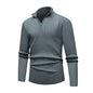 Men's Knitwear Half Zipped Stand Collar Striped Sweater
