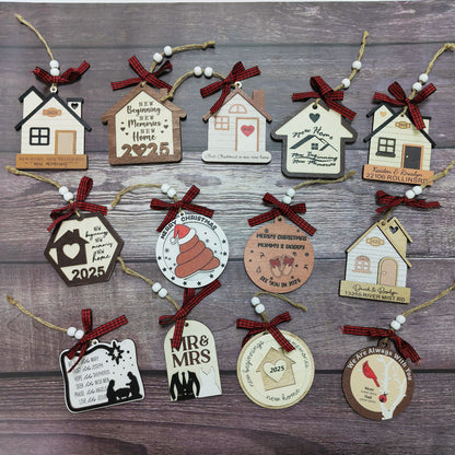 House Christmas Tree Decoration Festival Gift Wooden Pendant