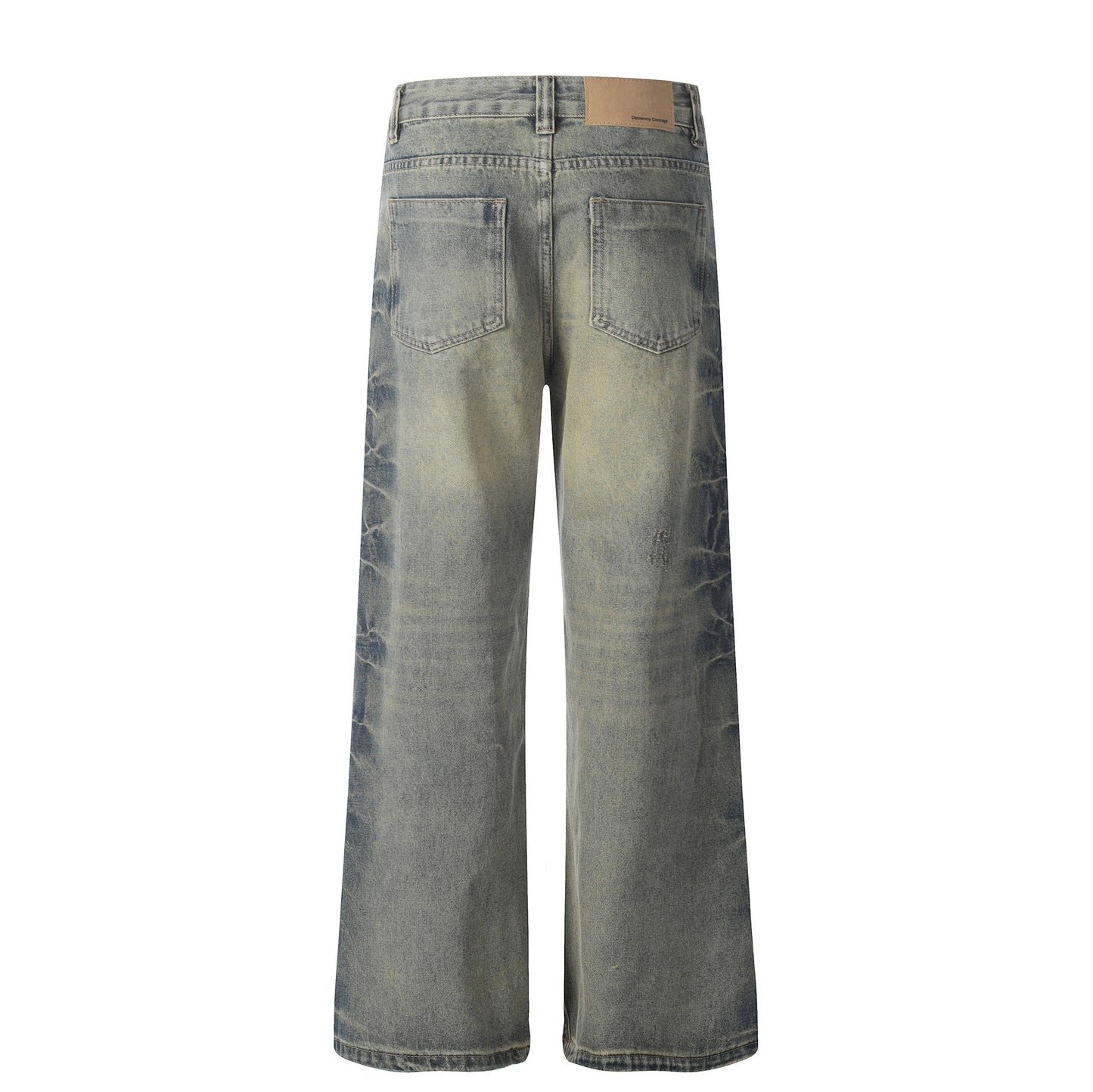 High-grade Design Washed Old Men's Loose Slightly Flared Jeans