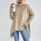 Women's Irregular Turtleneck Sweater - Loose Fit