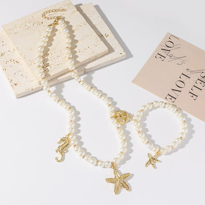 Haima Shell Necklace Starfish Bracelet Set Fashion Lady