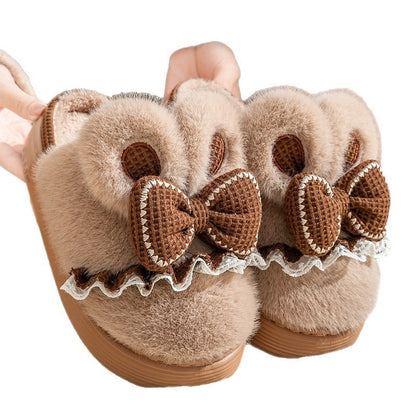Women's Thick Bottom Velvet Woolen Slippers