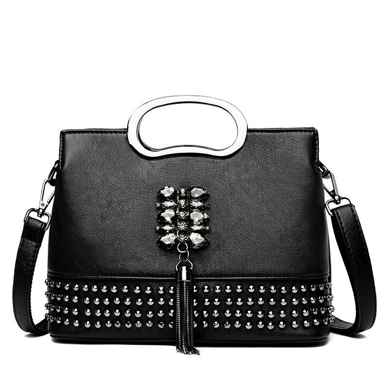 Multi-rivet Portable Fashion Handbag Trendy Tassel Single Shoulder Messenger