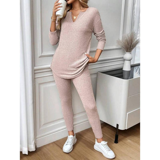 Women's Solid Color Casual Thermal Underwear Set