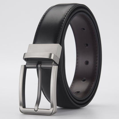 Gentleman Business Style Men's Leather Business Rotation Pin Buckle Belt