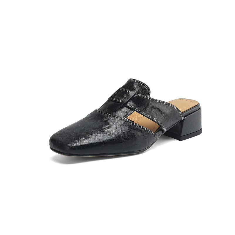 Women's Retro Closed Toe Low Heel Sandals