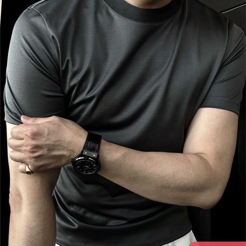 Ice Silk Soft Breathable Round Neck Short Sleeve T-shirt