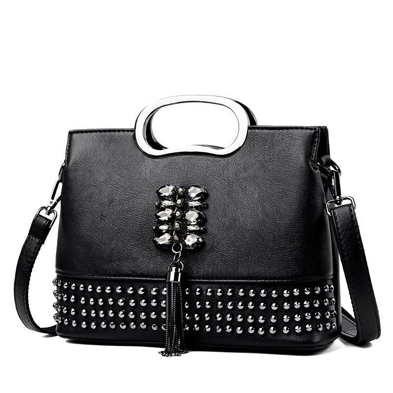Multi-rivet Portable Fashion Handbag Trendy Tassel Single Shoulder Messenger