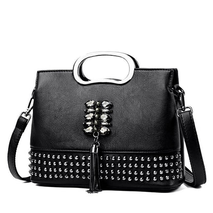 Multi-rivet Portable Fashion Handbag Trendy Tassel Single Shoulder Messenger