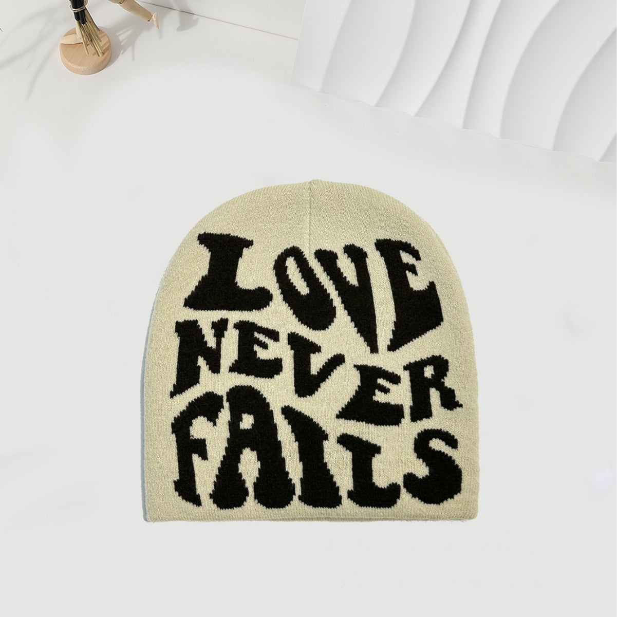 Knitted Jacquard Hat One-size Fits All Beanie Cold Weather Hat Letter Jacquard