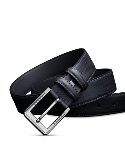 Men's Pin Buckle Leather Belt Leaf Pattern Three Colors