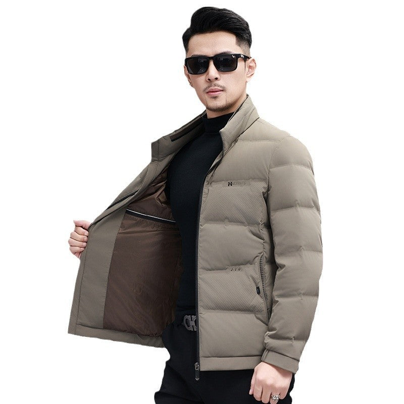 White Duck Down Business Casual Thickening Warm-keeping And Cold-proof Stand Collar Coat