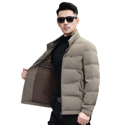 White Duck Down Business Casual Thickening Warm-keeping And Cold-proof Stand Collar Coat