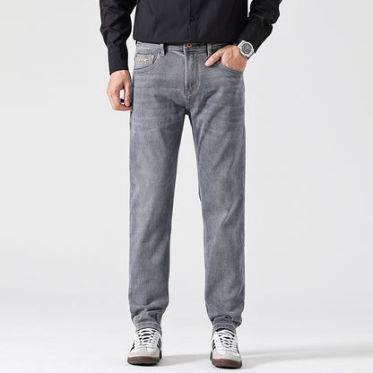 Classic Light Luxury Fit Slimming Retro Jeans Gray