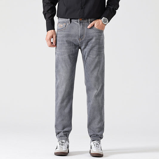 Classic Light Luxury Fit Slimming Retro Jeans Gray