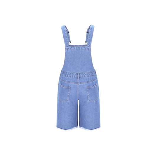 Ripped Leisure Men's Denim Suspender Shorts Jeans Men