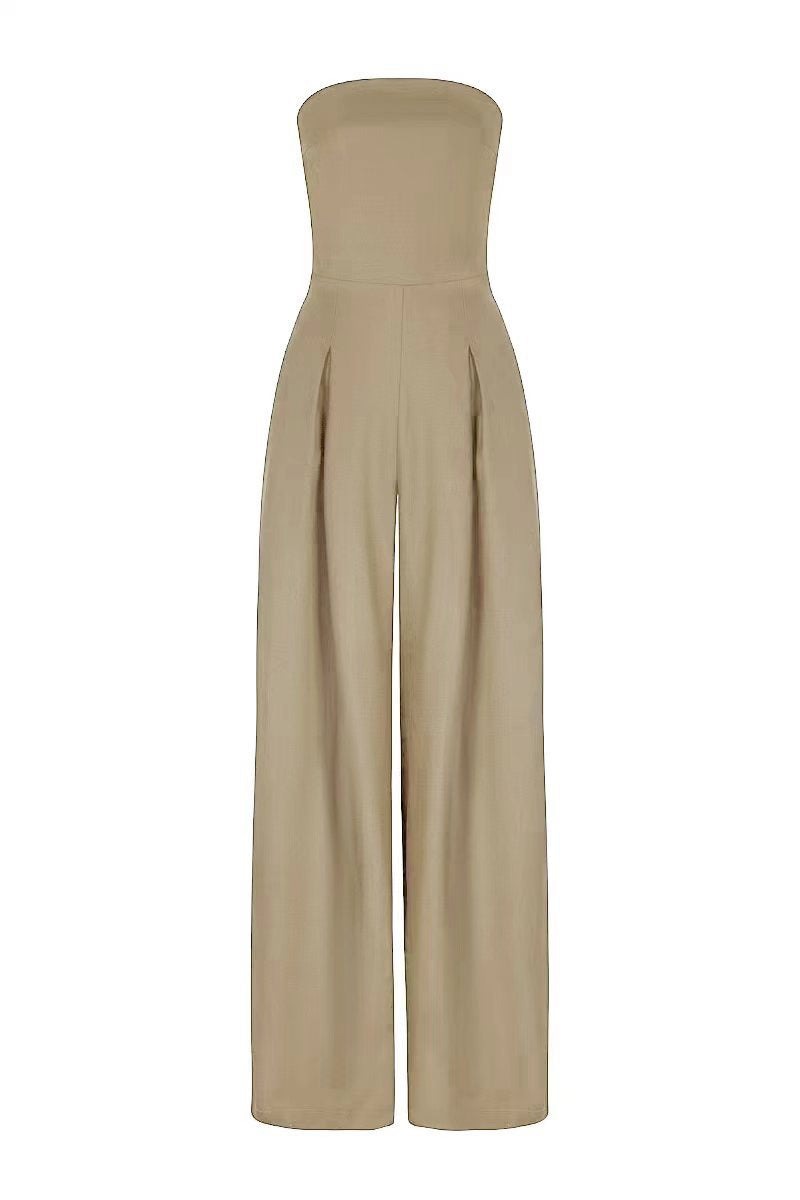 Women's Backless Wide Leg Jumpsuit - Tube Top
