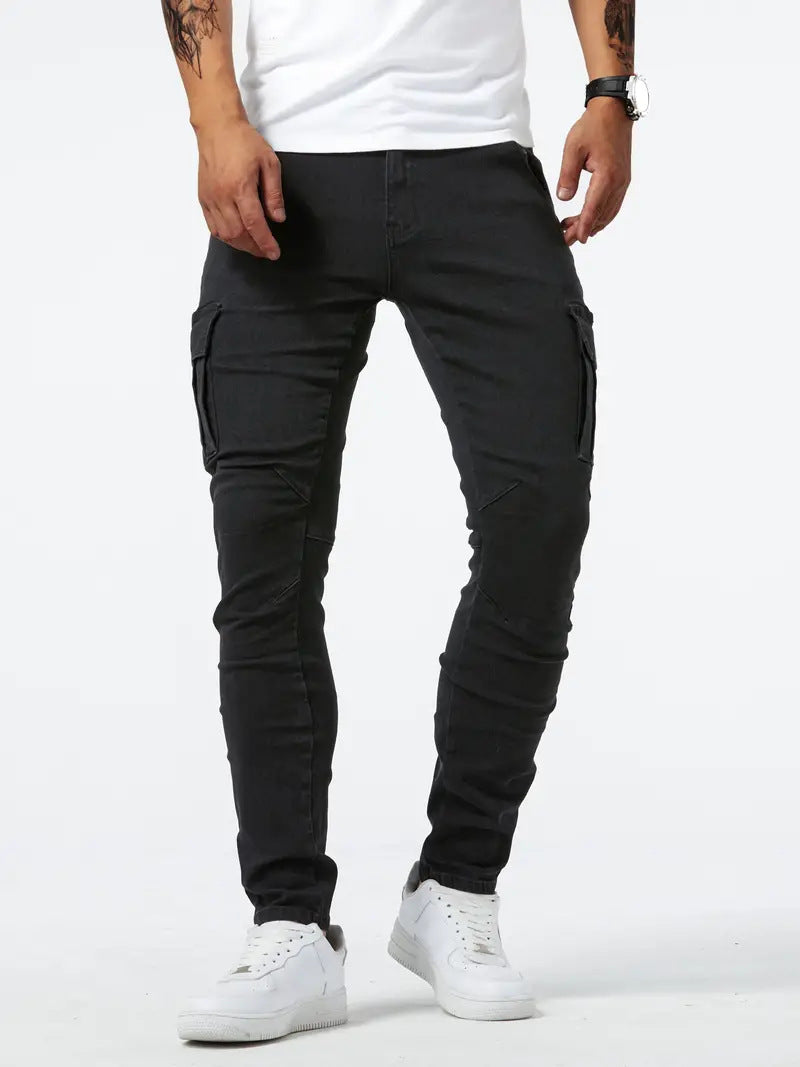 European And American Men's Side Pocket Skinny Jeans