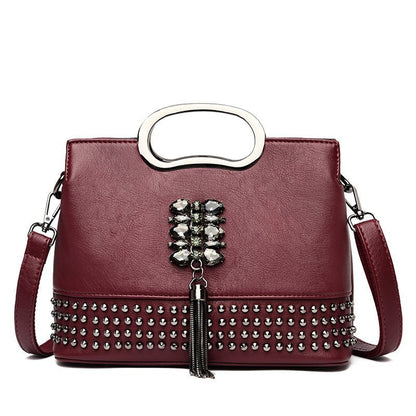Multi-rivet Portable Fashion Handbag Trendy Tassel Single Shoulder Messenger