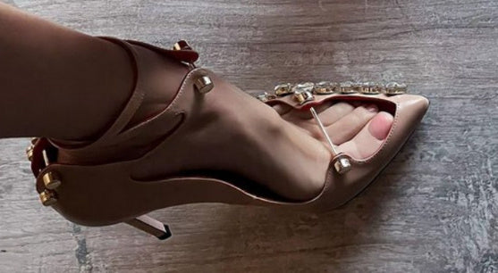 Pointed Toe Rhinestone Super High Heel Women's Shoes