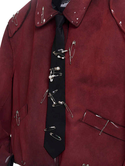 Handmade Pearl Pin Lazy Tie Men's Bow Tie