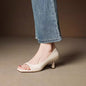 Simple One-strap Sandals Square Toe Open Toe Thin Heel Peep Toe Shoes