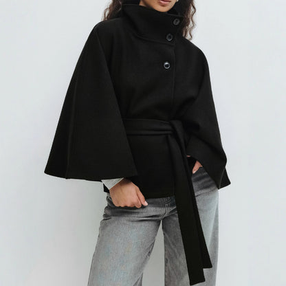 Women's Solid Color Stand-collar Trench Coat