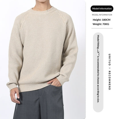 Men's Round Neck Sweater With A Light Luxury And High-end Casual Feel