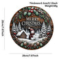 Wooden Merry Christmas Snowman Round Sign Wall Outdoor Courtyard Porch Decoration