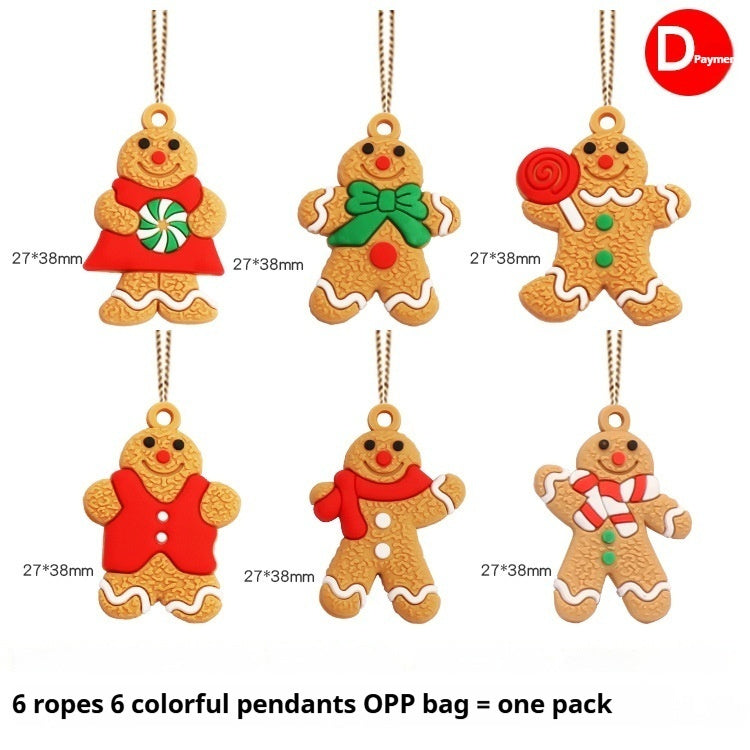 Gingerbread Man PVC Soft Glue Christmas Tree Small Pendant Decoration