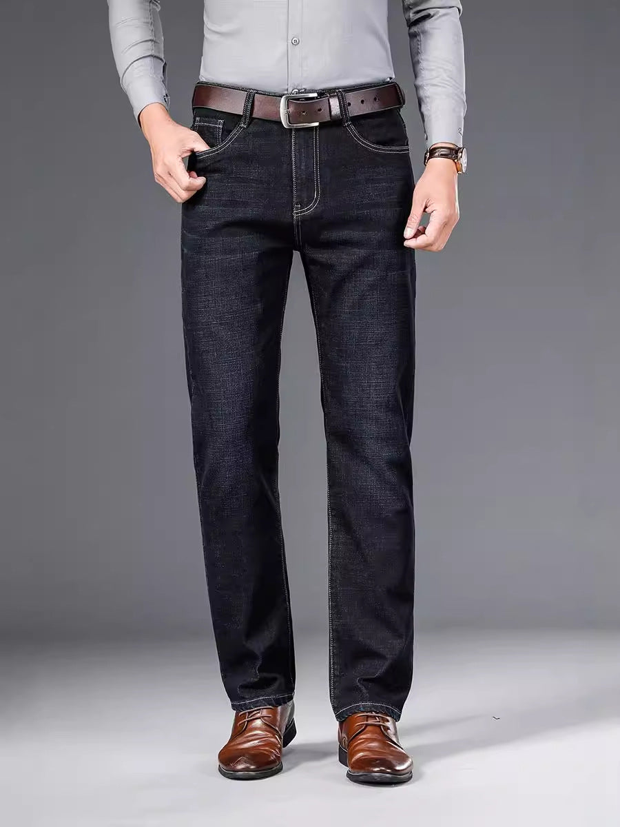 Men's Jeans Straight Loose Elastic Business Trousers