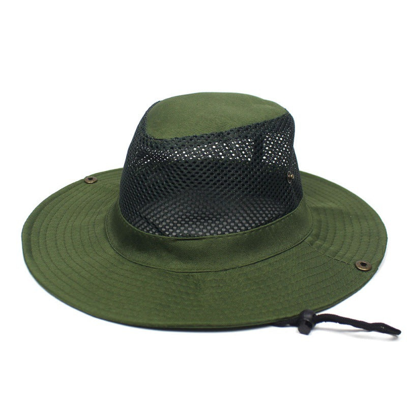 Patchwork Mesh Breathable Bucket Hat Fishing Cycling Windproof Sun Protection Foldable