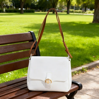 Women's Plain White Crossbody Bag - Minimalist Style