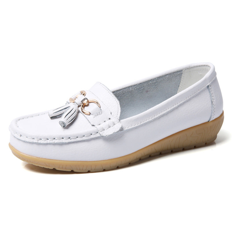 Women's Two-Layer Calf Leather Slip-On Shoes