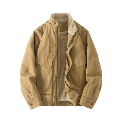 Retro Heavyweight Cotton Warm Stand-collar Jacket