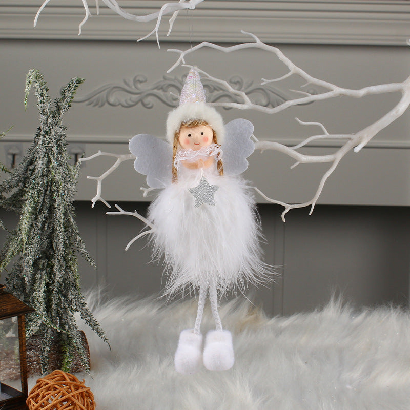 Plush Angel Girl Doll Hanging Christmas Tree Decoration Long Leg Doll Small Pendant