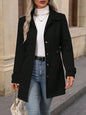 Women's Elegant Single-Breasted Woolen Coat - Mid-Length