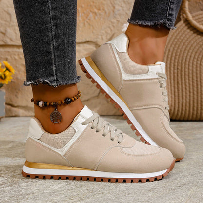 Women's Canvas Round Toe Shallow Mouth Lace-up Casual Shoes