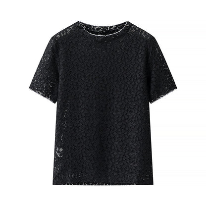 Artistic Lace Cool And Breathable Versatile Round-neck Top