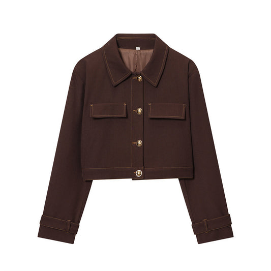 Piped Short Jacket With Flare Pants Set