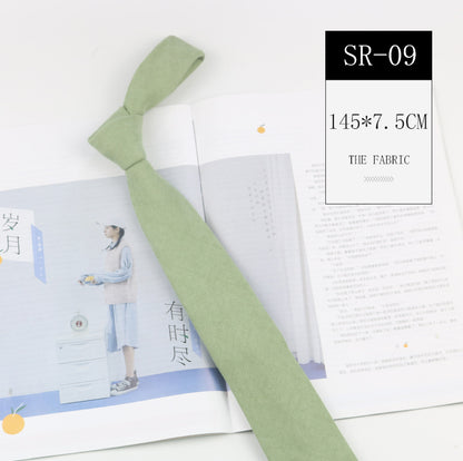 Korean Style Casual Suede Pure Color Artistic Shirt Macaron Color 7cm Hand Tie